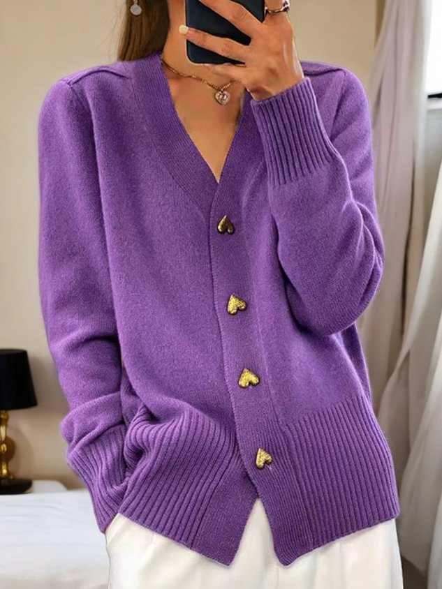 Women's V-Neck Button Cardigan