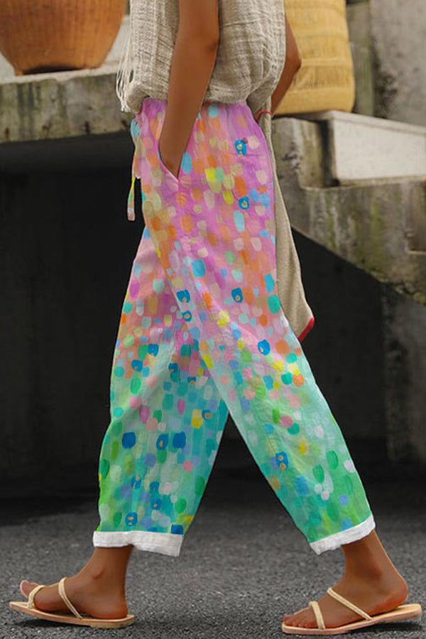 Pantalon Femme Fluide à Motifs Style Coloré