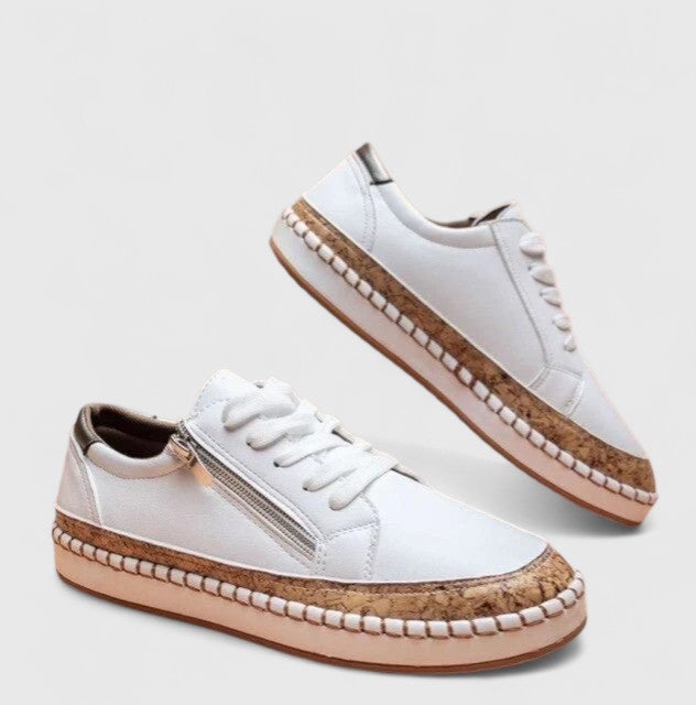 Sneakers da donna con stampa floreale e suola platform