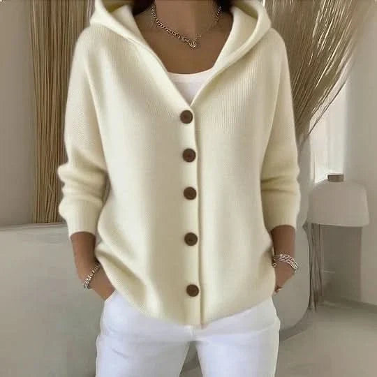 Cardigan Femme à Capuche et Boutons