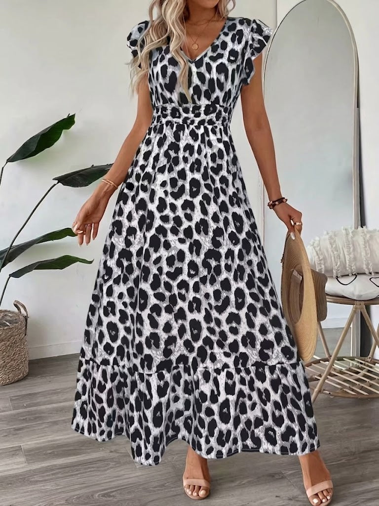 Robe Maxi Bohème pour Femmes à Motifs Brodés et Taille Cintrée