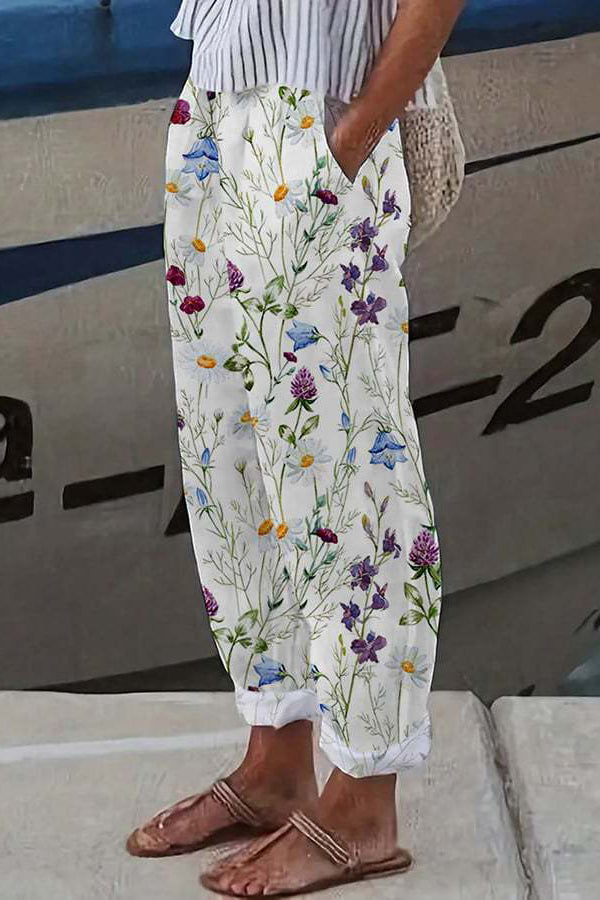 Pantalon Femme Fluide à Motifs Style Coloré