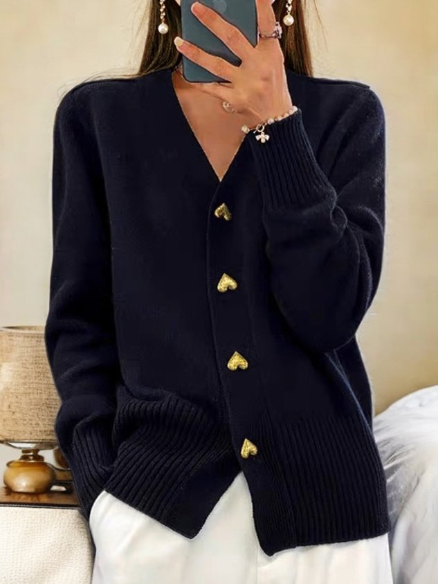 Women's V-Neck Button Cardigan
