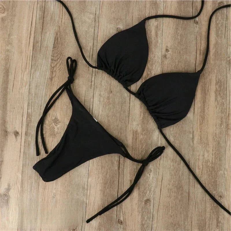 Bikini due pezzi donna con lacci regolabili
