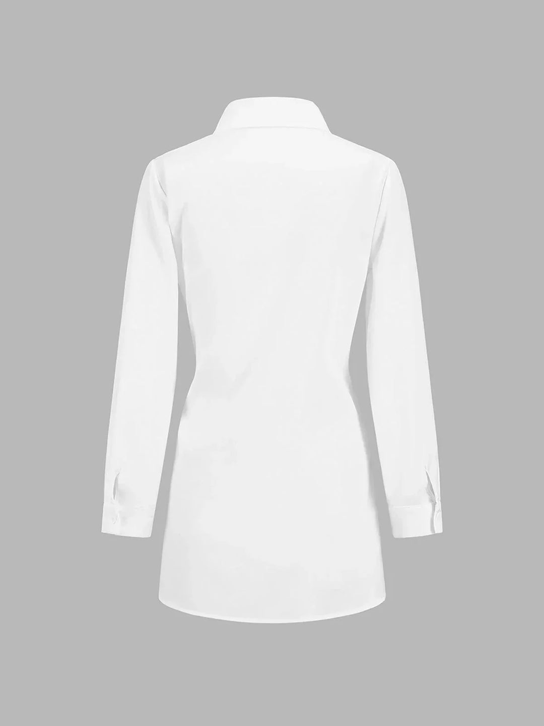 Chemise Femme Oversize à Manches Longues avec Ceinture Nouée Devant