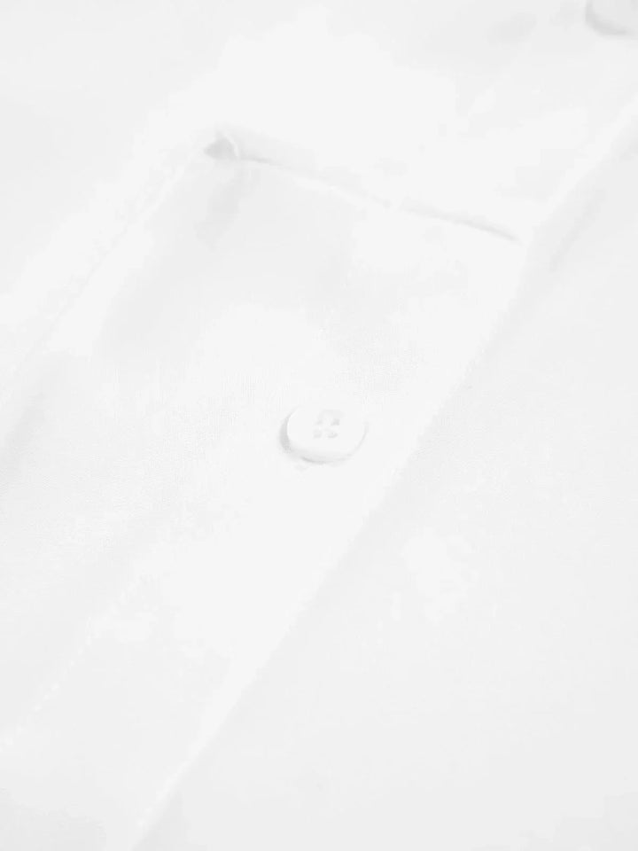 Chemise Femme Oversize à Manches Longues avec Ceinture Nouée Devant