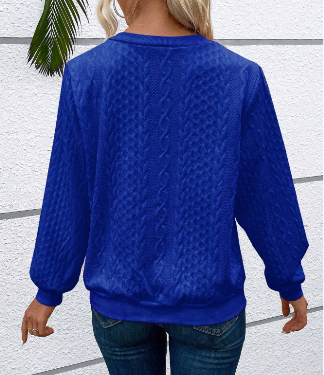 Maglione da donna con trecce e mezza zip