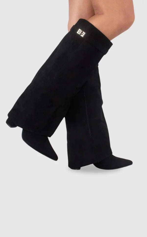 Bottes Femme en Suède avec Détails Métalliques Distinctifs