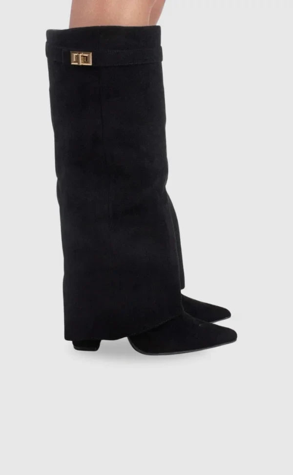 Bottes Femme en Suède avec Détails Métalliques Distinctifs