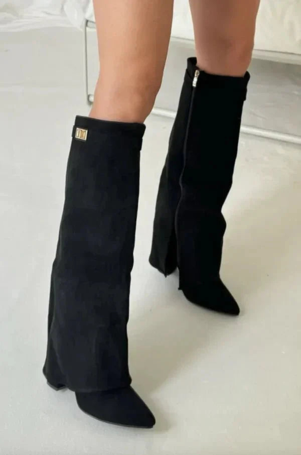 Women's Tall Boots with Gold Buckle Detail