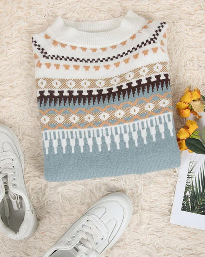 Maglione nordico da donna con motivo jacquard