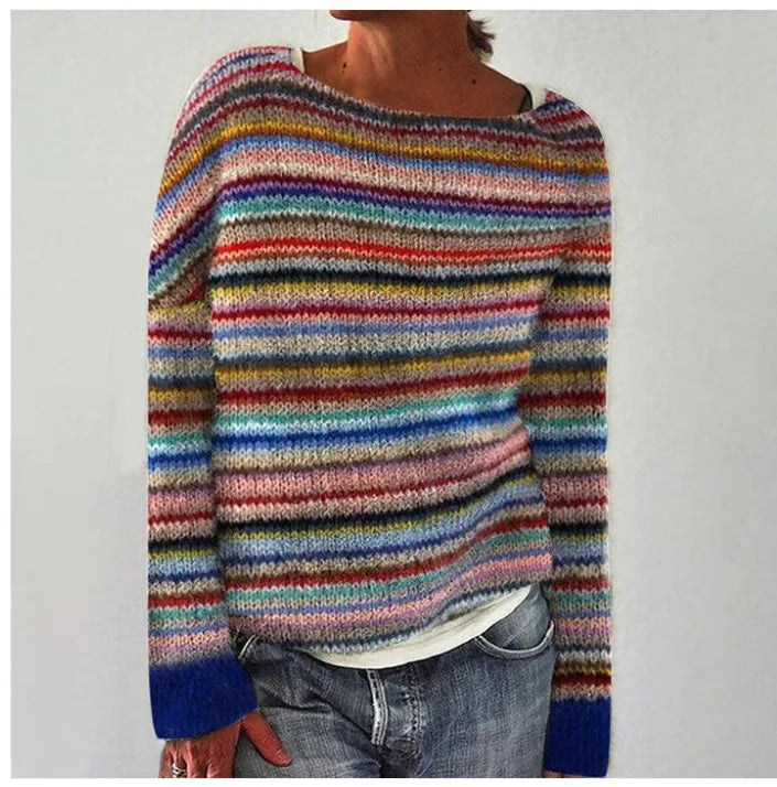 Pull Col Rond à Motif Nordique pour Femme