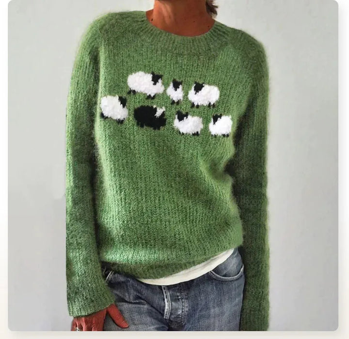 Pull Col Rond à Motif Nordique pour Femme