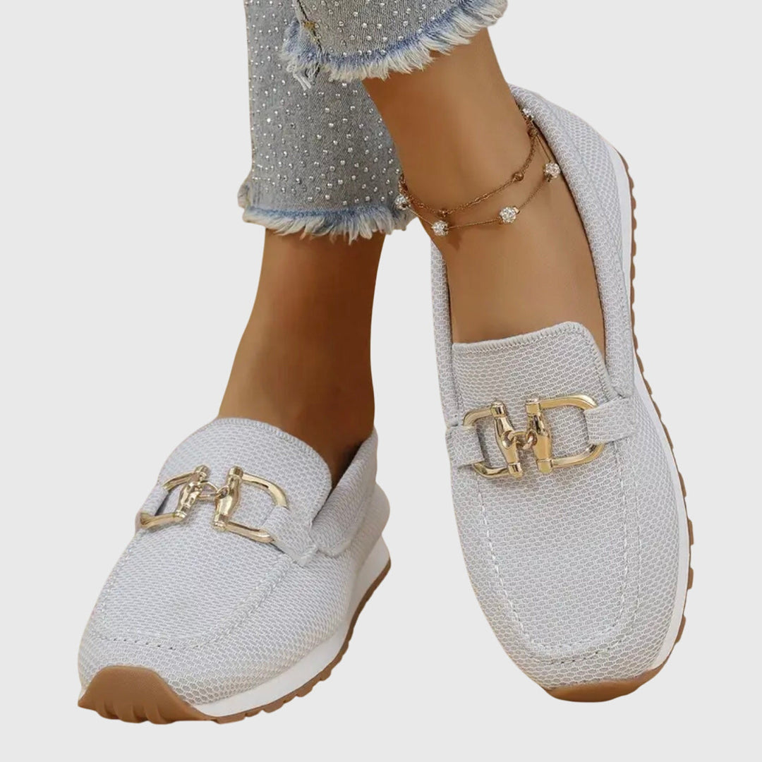 Mocassins Décontractés à Enfiler Pour Femme Avec Détail de Boucle Dorée