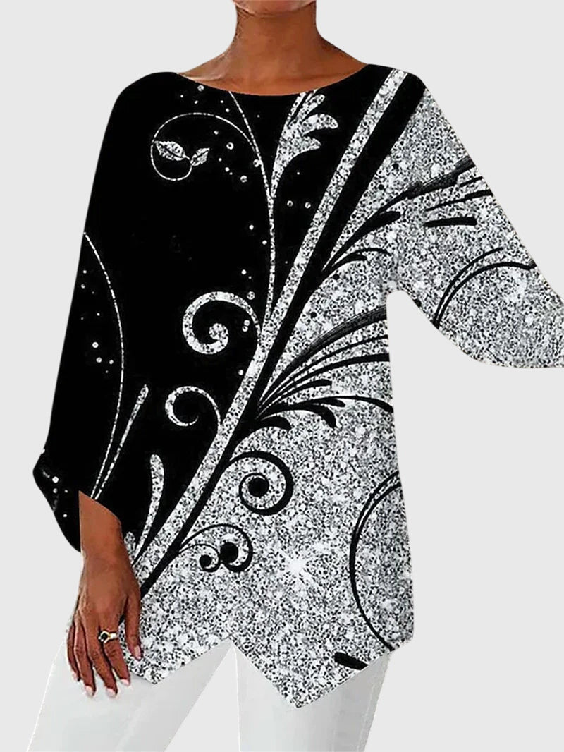 Túnica de mujer estampada y de corte asimétrico