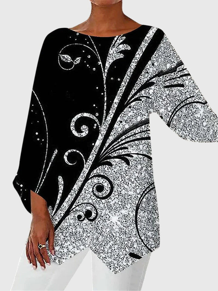 Túnica de mujer estampada y de corte asimétrico
