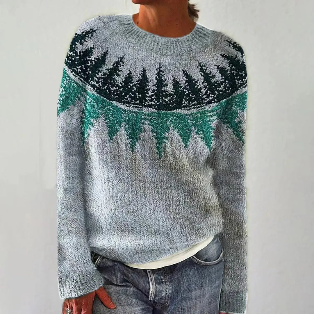Pull Col Rond à Motif Nordique pour Femme