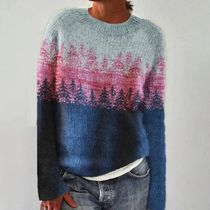 Pull Col Rond à Motif Nordique pour Femme