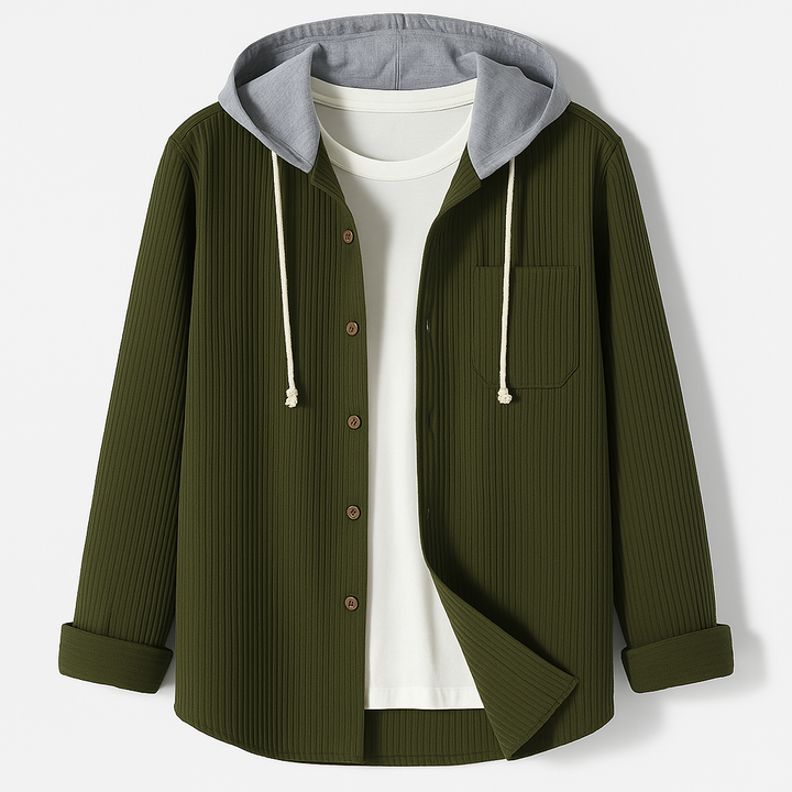 Pullover con cappuccio e bottoni in maglia a coste da donna