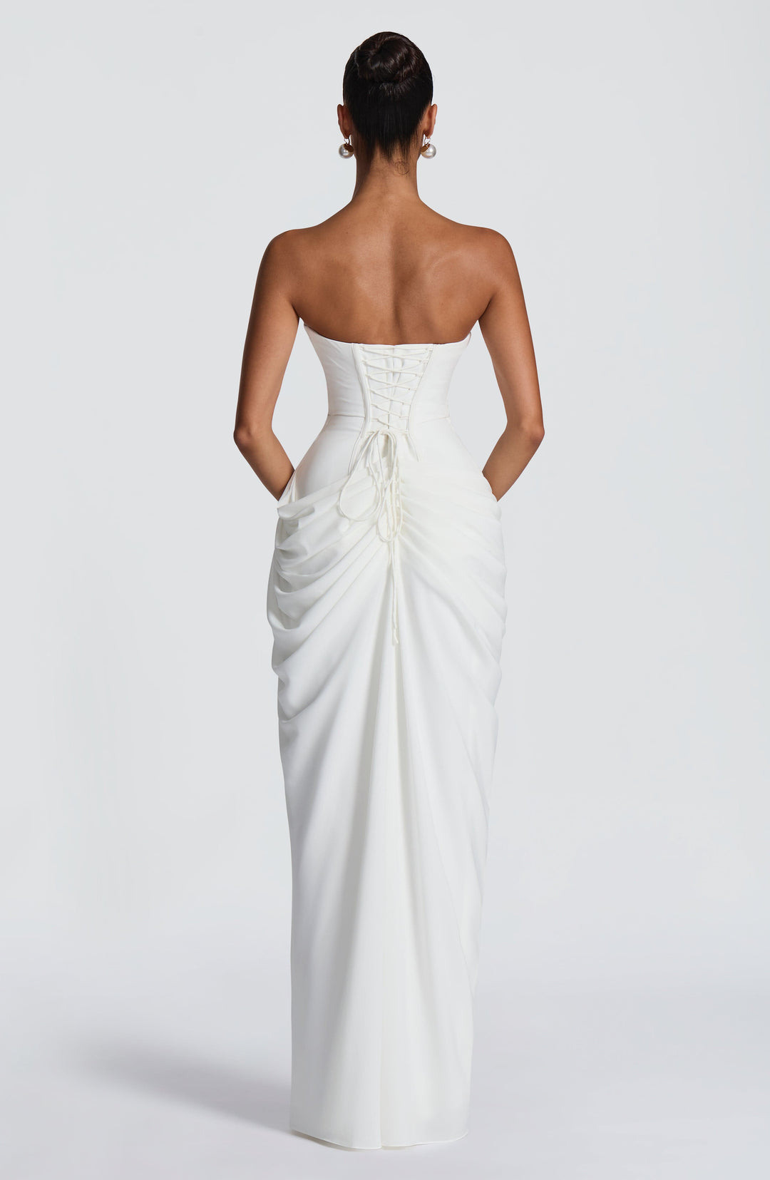 Long Draped Strapless Evening Dress for Women