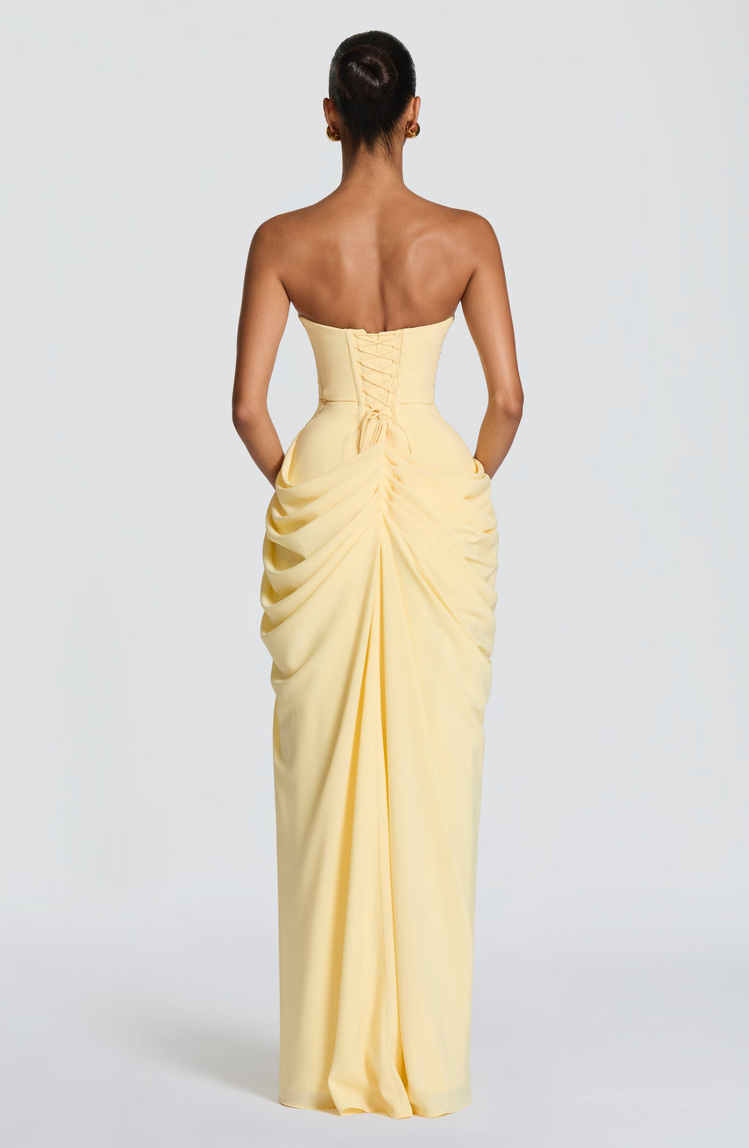 Long Draped Strapless Evening Dress for Women