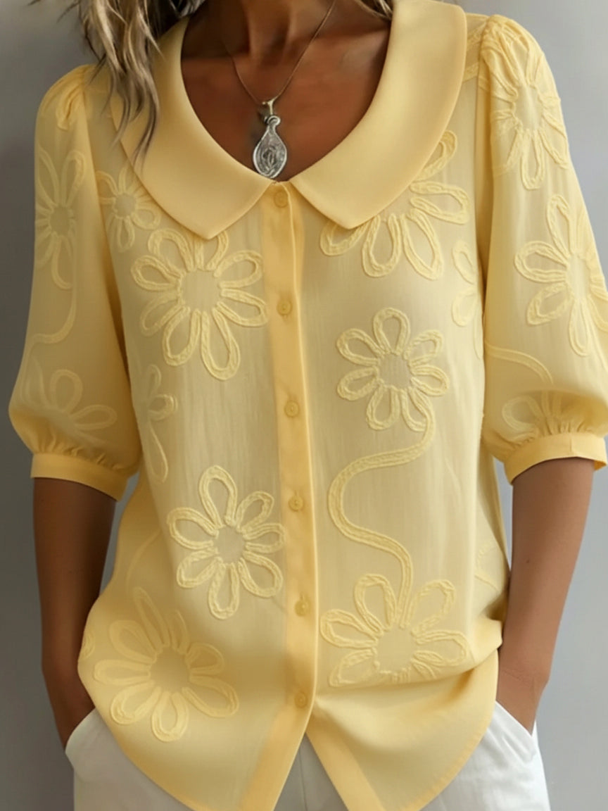 Blouse Femme Motif Floral Manches 3/4