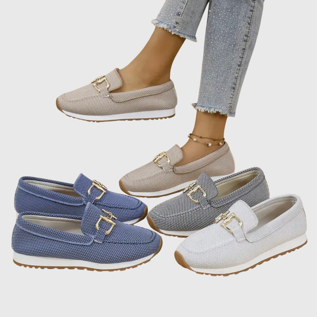 Mocassins Décontractés à Enfiler Pour Femme Avec Détail de Boucle Dorée