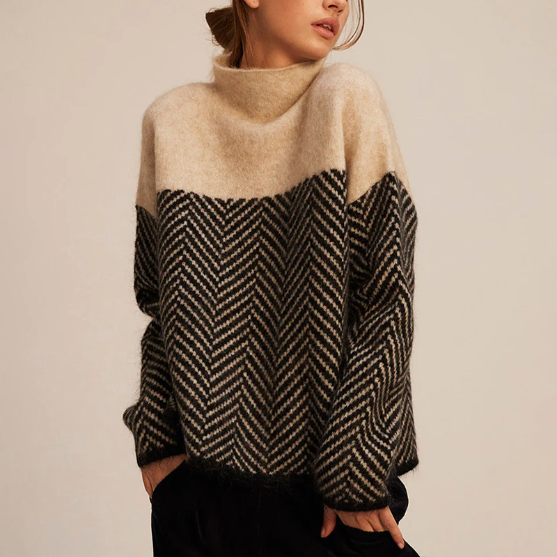 Maglione da donna in maglia con motivo a chevron, vestibilità comoda