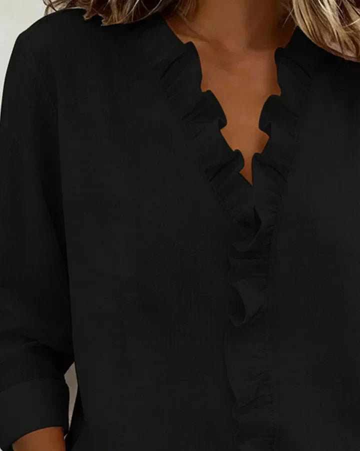 Blouse Volants Élégante Femme Col V