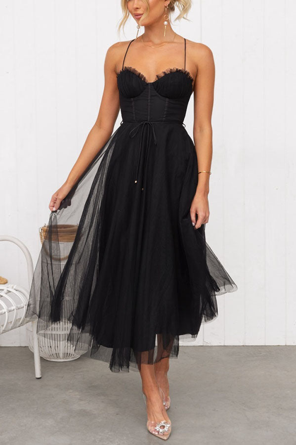 Robe Midi Femme Sans Manches à Silhouette Fluide