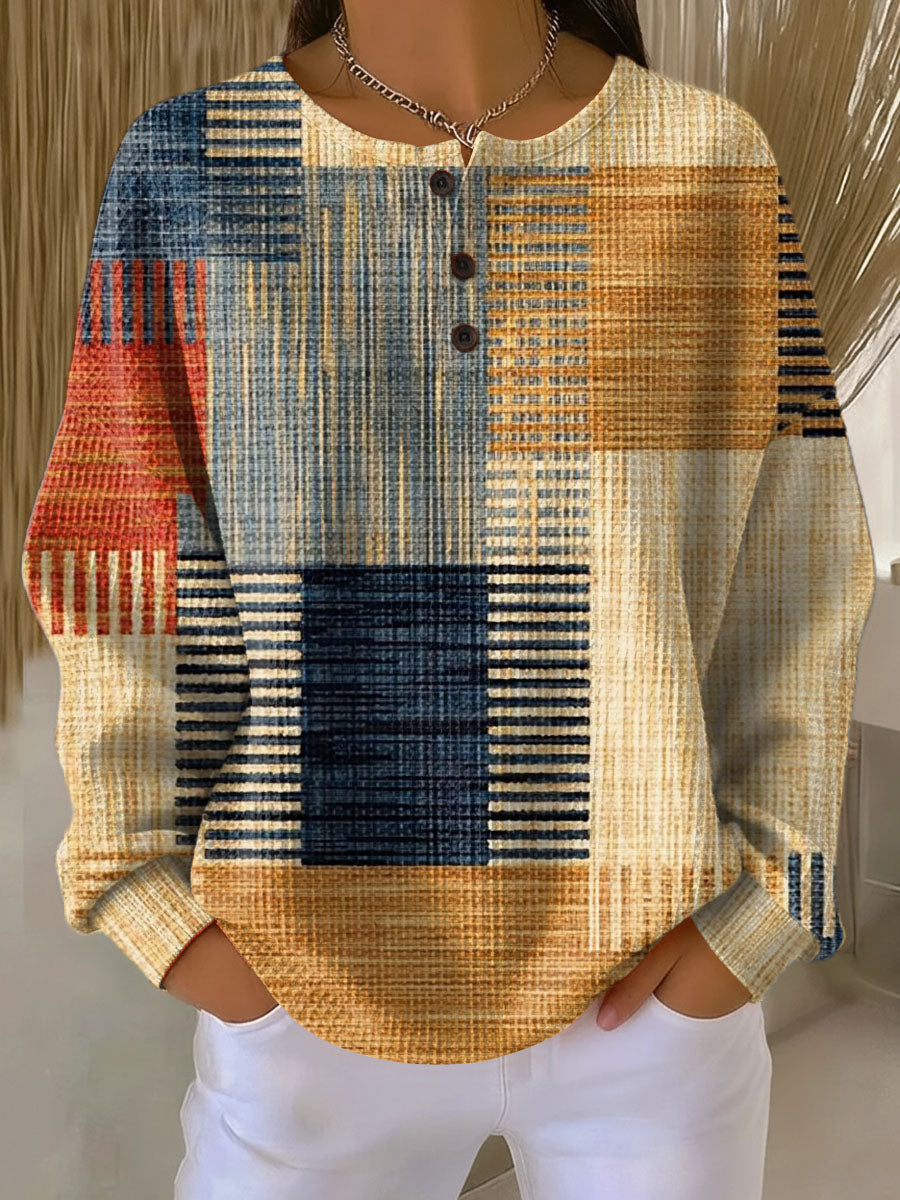Pull pour femme à manches longues col boutonné