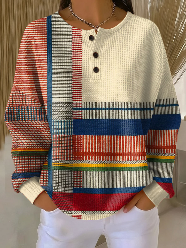 Pull pour femme à manches longues col boutonné