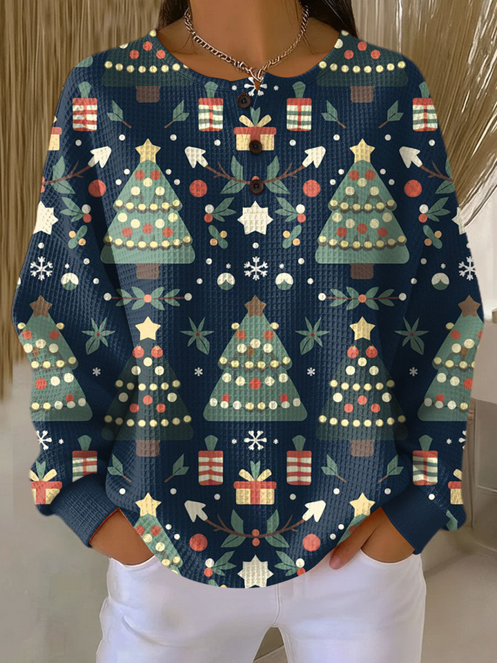Pull pour femme à manches longues col boutonné