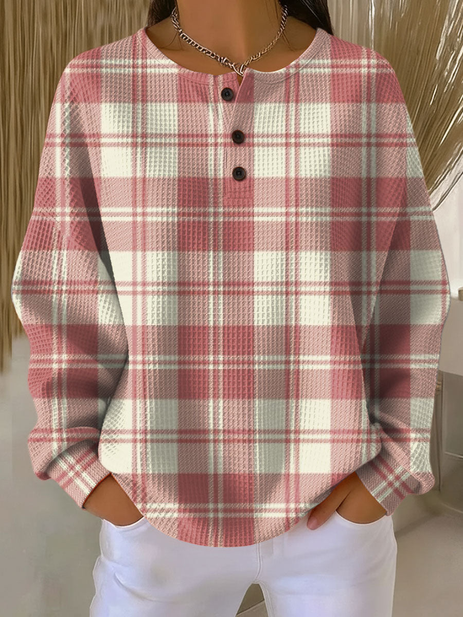 Pull pour femme à manches longues col boutonné