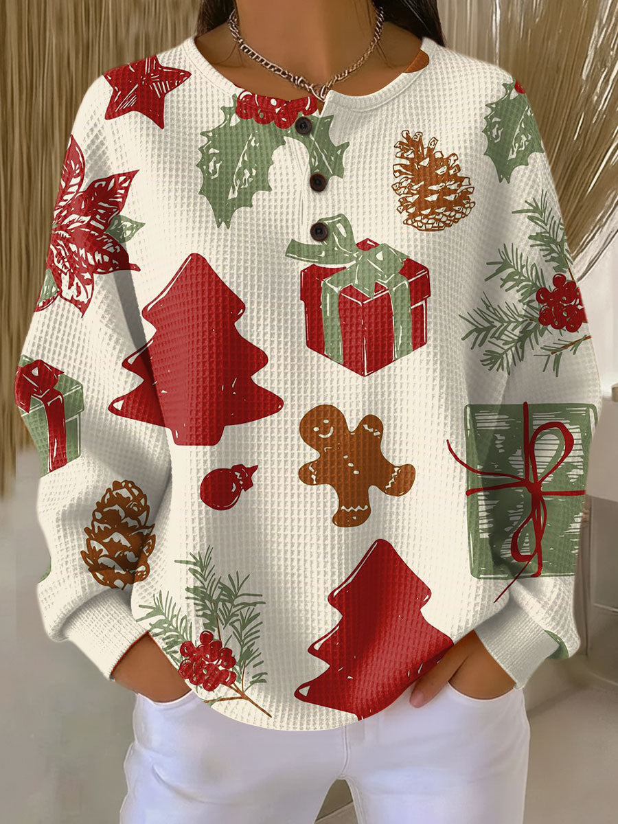 Pull pour femme à manches longues col boutonné