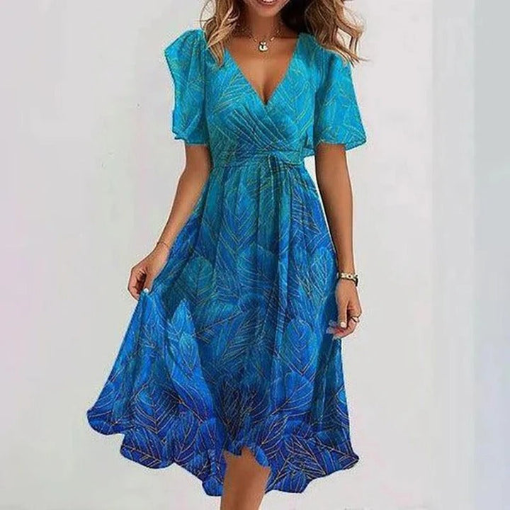 Robe Midi Fleurie Femme à Col V