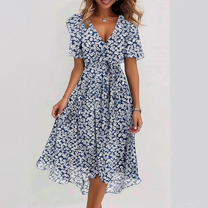 Robe Midi Fleurie Femme à Col V