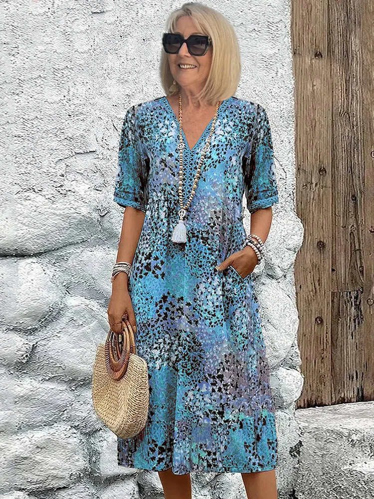 Dámské midi šaty s potiskem – elegantní bohémský styl