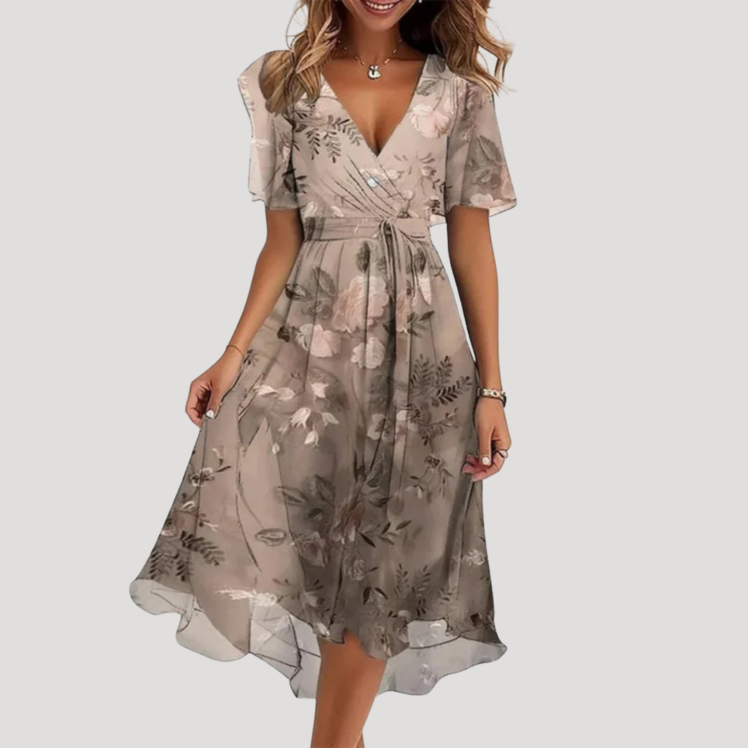 Vestito midi portafoglio floreale da donna