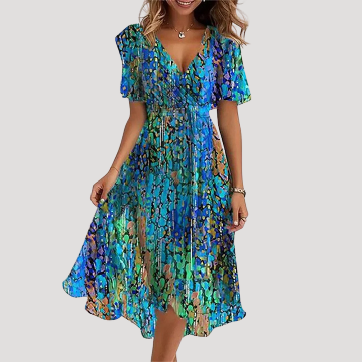 Vestito midi portafoglio floreale da donna