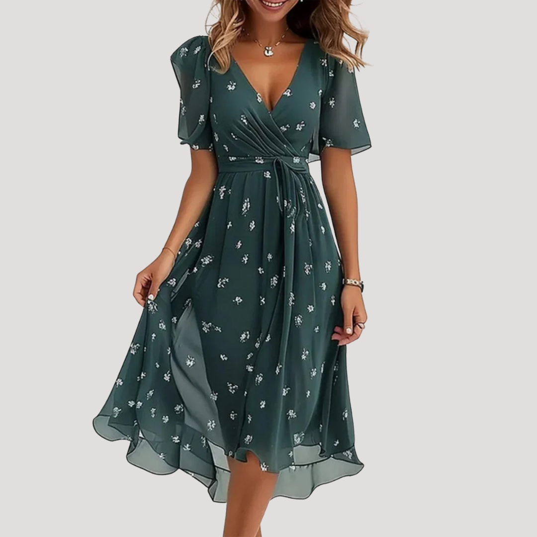 Vestito midi portafoglio floreale da donna