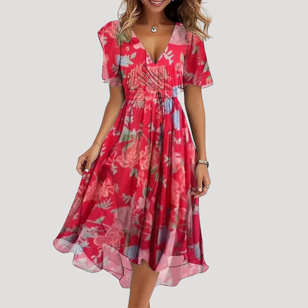 Vestito midi portafoglio floreale da donna