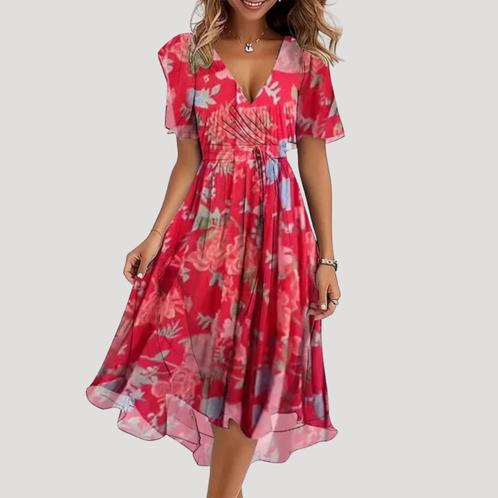 Vestito midi portafoglio floreale da donna