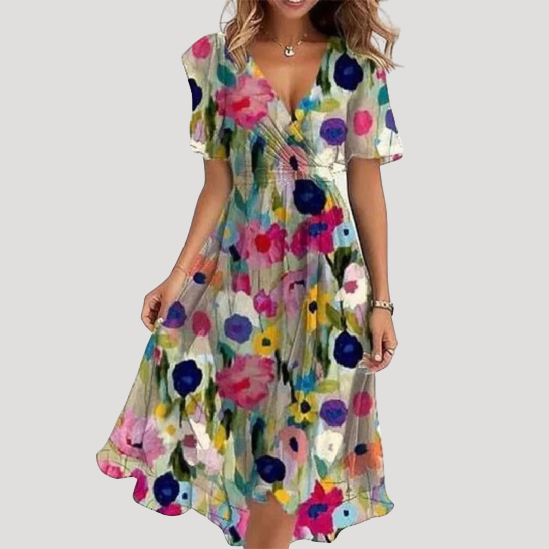 Vestito midi portafoglio floreale da donna