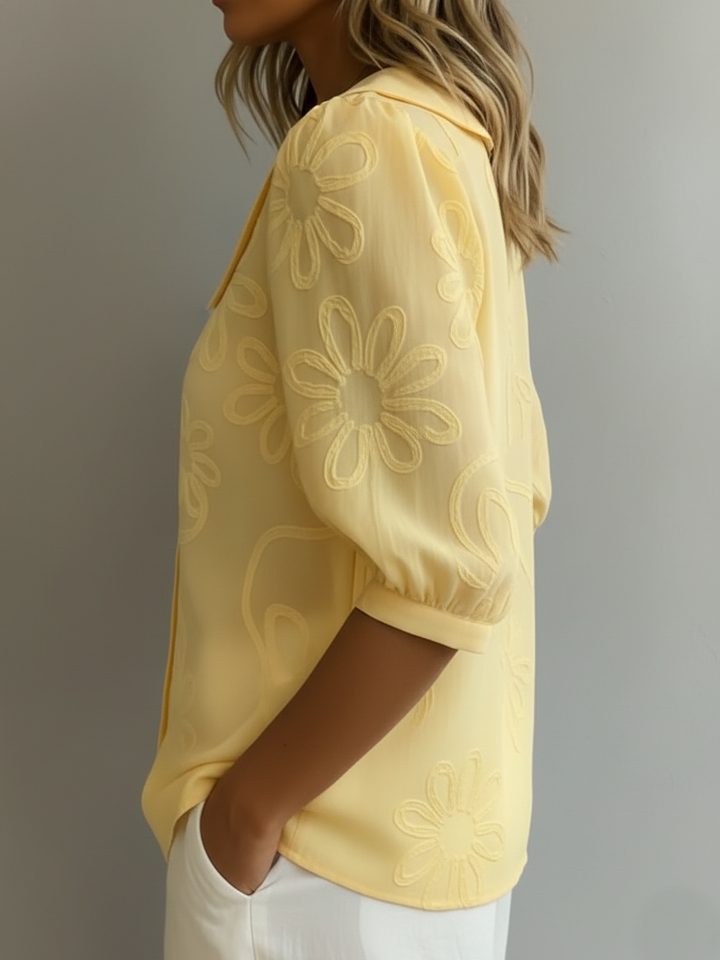 Blouse Femme Motif Floral Manches 3/4