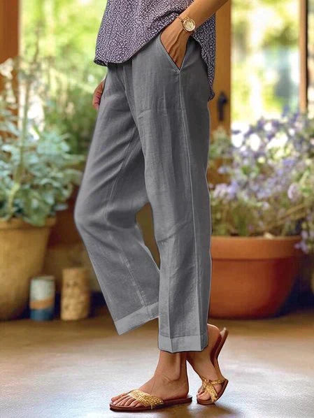 Pantalon Court Décontracté pour Femme à Taille Élastique