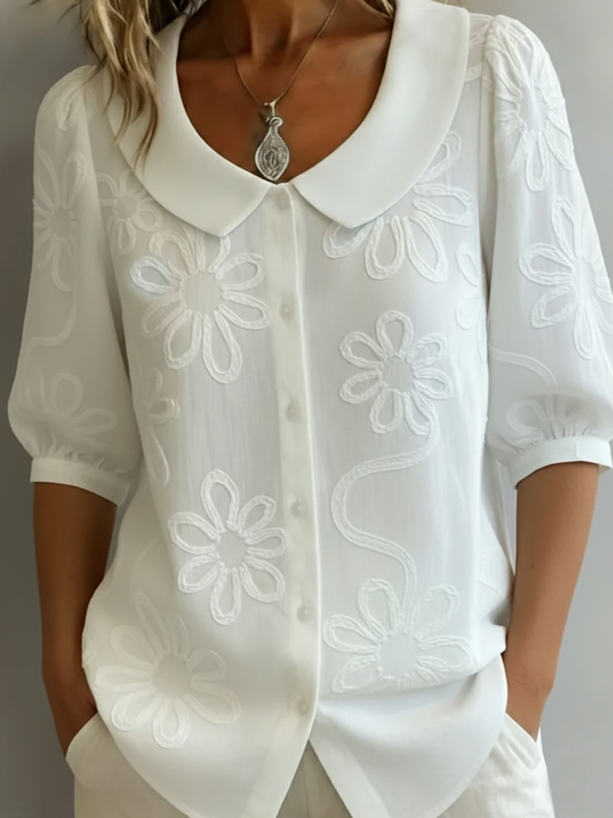 Blouse Femme Motif Floral Manches 3/4