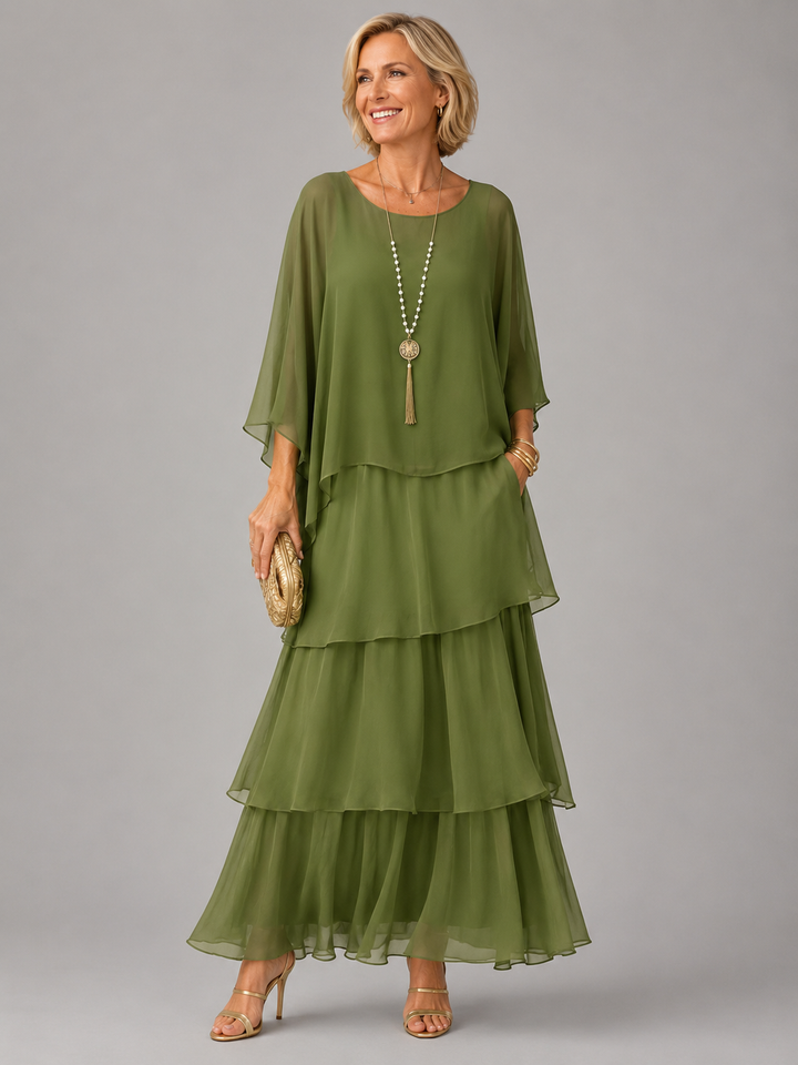 Robe Longue Femme à Volants Superposés
