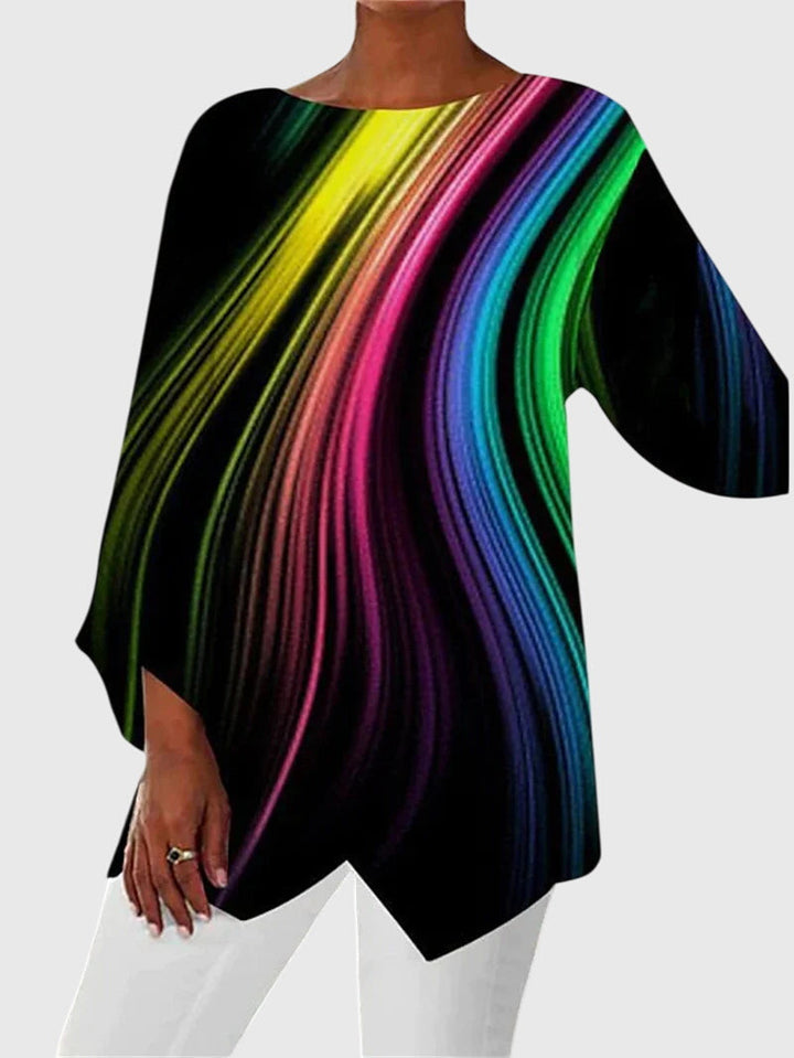 Túnica de mujer estampada y de corte asimétrico