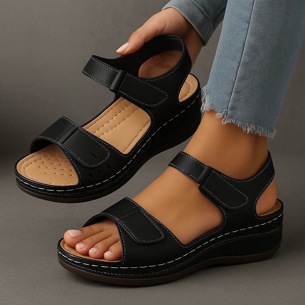 Ergonomické sandály na klínku s nastavitelnými pásky